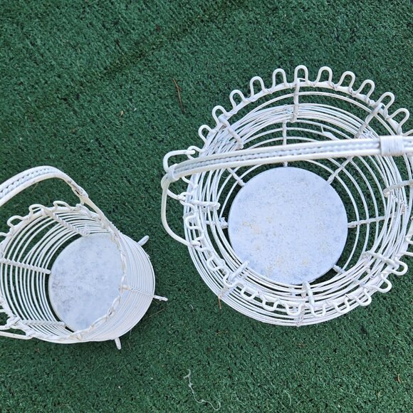 Farmhouse/Cottagecore/Rustic Iron Egg Collecting Baskets SET OF TWO - Picture 5 of 6